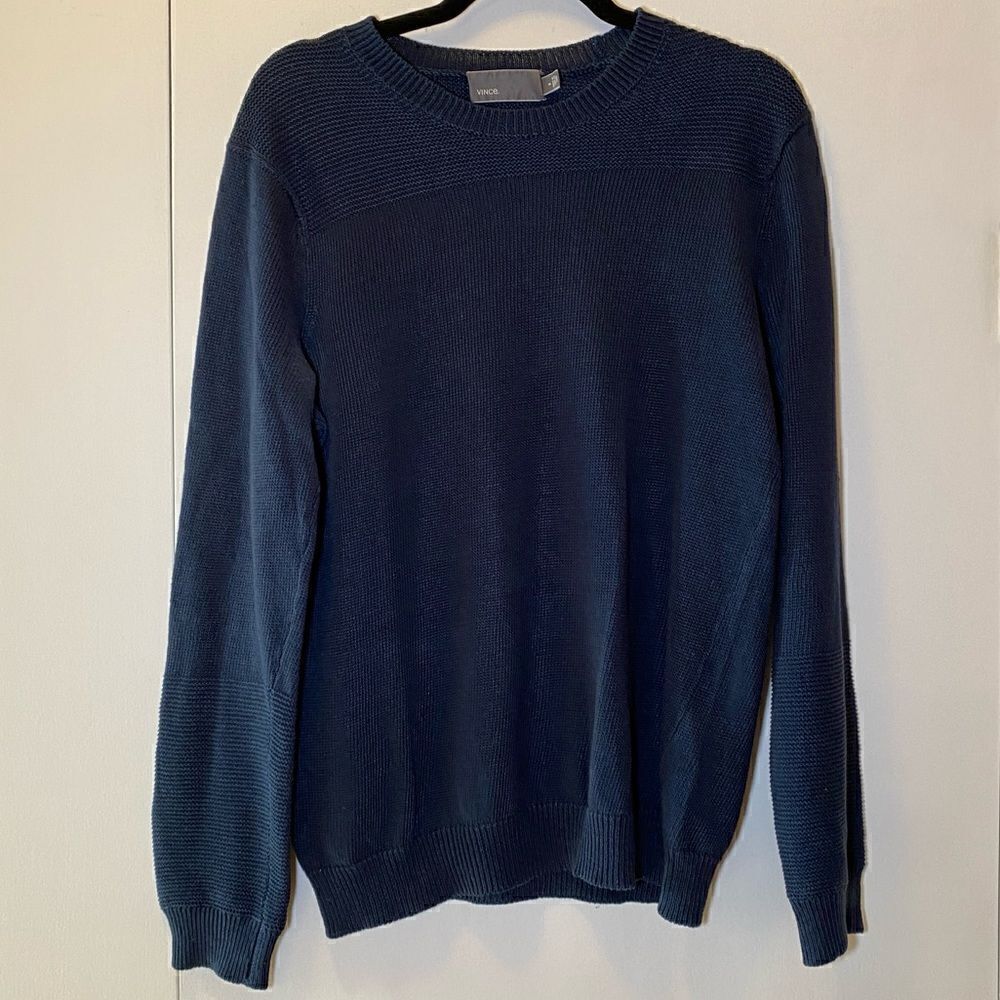 VINCE Round Neck Knit Sweater Navy Men’s Size Small
